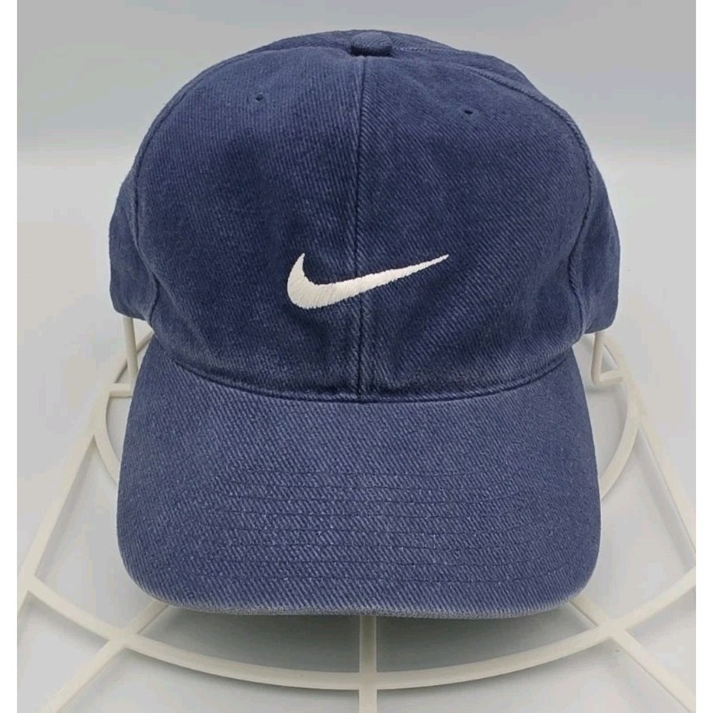 Vintage 90s Nike Blue Canvas Hat Embroidered Swoosh Snapback Mens One Size